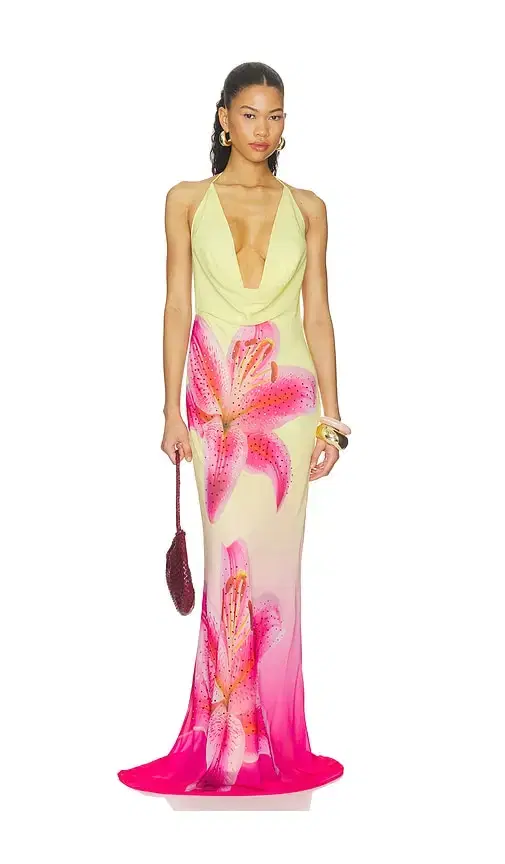 Runaway The Label Juliana Cowl High Slit Maxi Dress