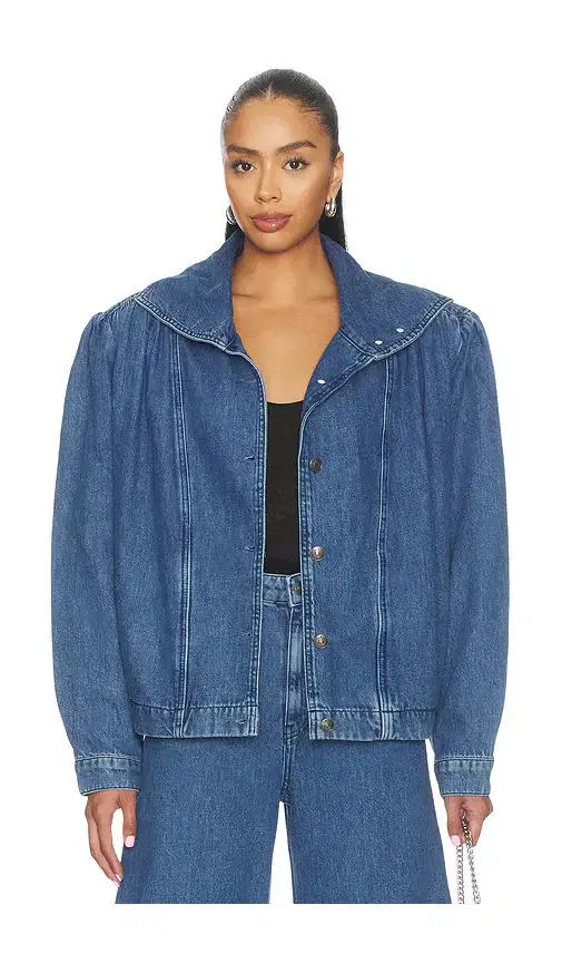 ROTATE Gathered Denim Jacket