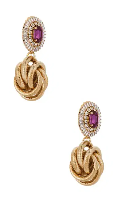 Anton Heunis Omega Clasp Gem Cluster With Big Knot Pendant Earrings | Thumbnail 2