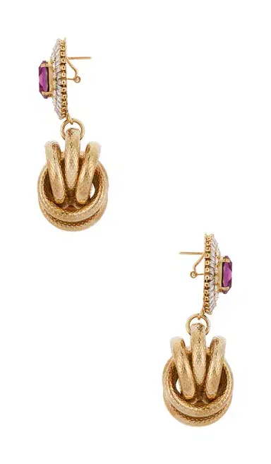 Anton Heunis Omega Clasp Gem Cluster With Big Knot Pendant Earrings | Thumbnail 3