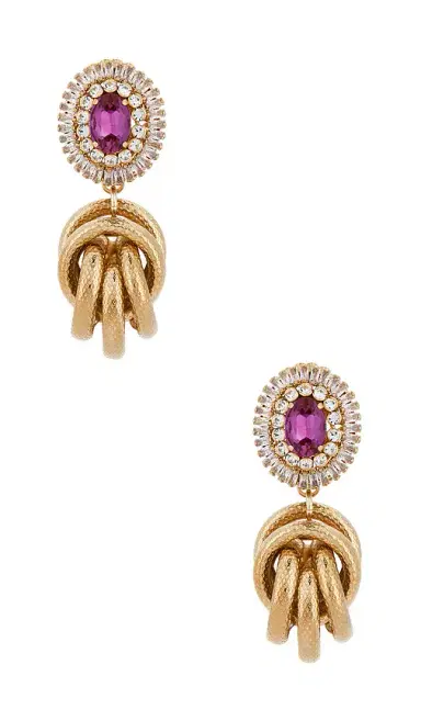 Anton Heunis Omega Clasp Gem Cluster With Big Knot Pendant Earrings | Thumbnail 1