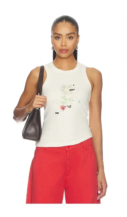Never Fully Dressed Cream Celestial Rib Tank
