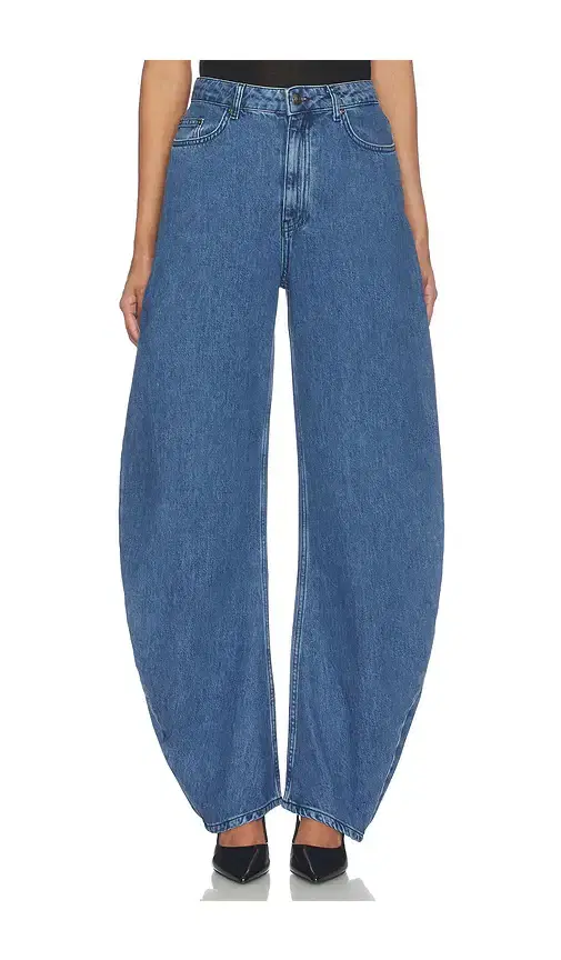 ROTATE Draped Barrel Leg Jeans