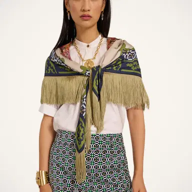 La DoubleJ Reversible Fringe Carré Scarf | Thumbnail 3 La DoubleJ Reversible Fringe Carré Scarf | Thumbnail 3