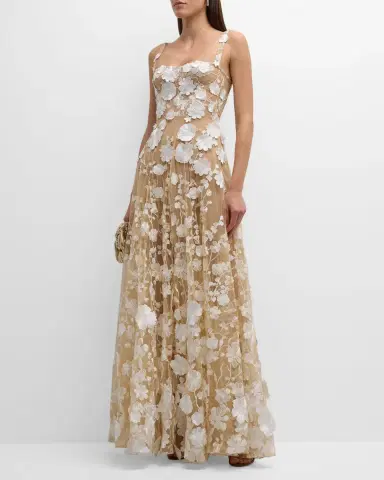 Bronx and Banco Jasmine Sleeveless Floral Applique Gown | Thumbnail 2 Bronx and Banco Jasmine Sleeveless Floral Applique Gown | Thumbnail 2