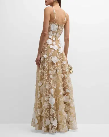 Bronx and Banco Jasmine Sleeveless Floral Applique Gown | Thumbnail 4 Bronx and Banco Jasmine Sleeveless Floral Applique Gown | Thumbnail 4