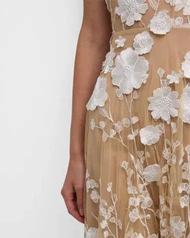 Bronx and Banco Jasmine Sleeveless Floral Applique Gown | Thumbnail 5 Bronx and Banco Jasmine Sleeveless Floral Applique Gown | Thumbnail 5