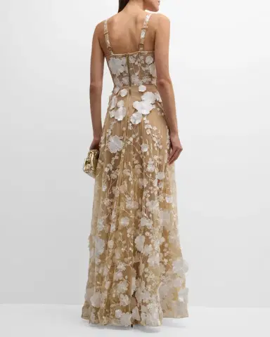 Bronx and Banco Jasmine Sleeveless Floral Applique Gown | Thumbnail 6 Bronx and Banco Jasmine Sleeveless Floral Applique Gown | Thumbnail 6