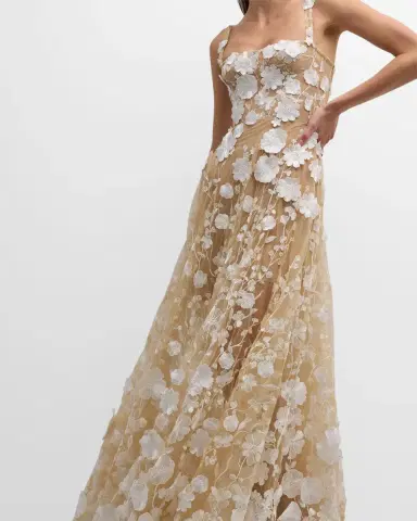 Bronx and Banco Jasmine Sleeveless Floral Applique Gown | Thumbnail 7 Bronx and Banco Jasmine Sleeveless Floral Applique Gown | Thumbnail 7