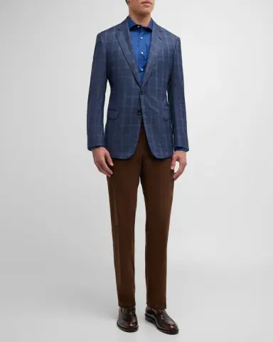 Giorgio Armani Men's Plaid Wool-Cashmere Sport Coat | Thumbnail 2 Giorgio Armani Men's Plaid Wool-Cashmere Sport Coat | Thumbnail 2