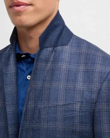 Giorgio Armani Men's Plaid Wool-Cashmere Sport Coat | Thumbnail 8 Giorgio Armani Men's Plaid Wool-Cashmere Sport Coat | Thumbnail 8