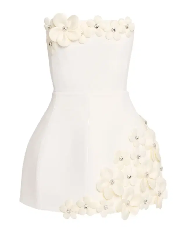 Bronx Banco Estelle Strapless Floral Applique Mini Dress