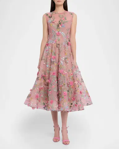 Bronx and Banco Saba Sleeveless Floral-Embroidered Midi Dress | Thumbnail 2
