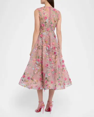 Bronx and Banco Saba Sleeveless Floral-Embroidered Midi Dress | Thumbnail 3