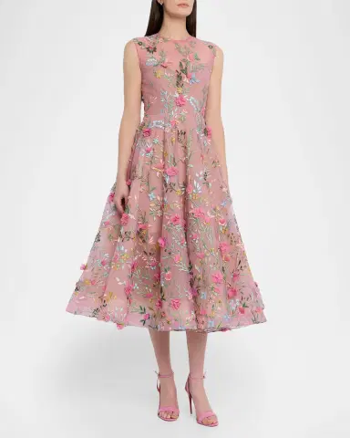 Bronx and Banco Saba Sleeveless Floral-Embroidered Midi Dress | Thumbnail 4