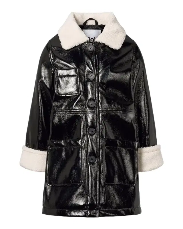Molo Girl 's Hortencia Patent Faux Leather Jacket, Size 6M-2