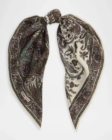Ralph Lauren Collection Paisley Crepe de Chine Square Scarf | Thumbnail 5 Ralph Lauren Collection Paisley Crepe de Chine Square Scarf | Thumbnail 5