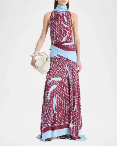 Altuzarra Moonlight Sleeveless Turtleneck Silk Maxi Dress | Thumbnail 2