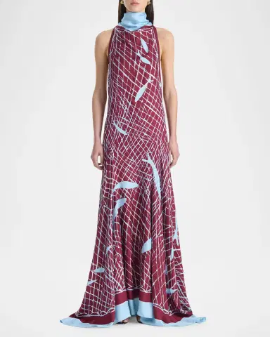 Altuzarra Moonlight Sleeveless Turtleneck Silk Maxi Dress | Thumbnail 4