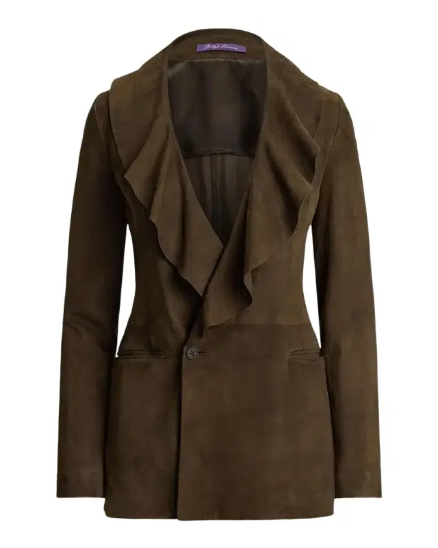 Ralph Lauren Collection Lightweight Suede Ruffle Blazer