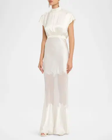 Saloni Fabienne Silk Long Dress | Thumbnail 4