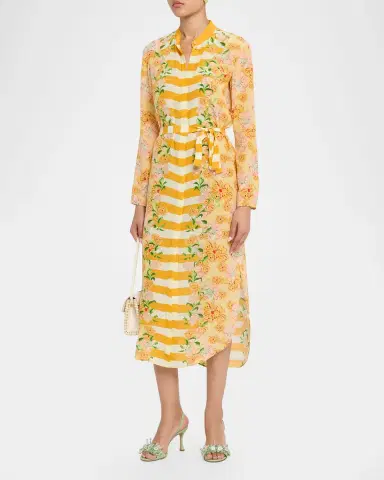 Saloni Molly Printed Long-Sleeve Dress | Thumbnail 4 Saloni Molly Printed Long-Sleeve Dress | Thumbnail 4