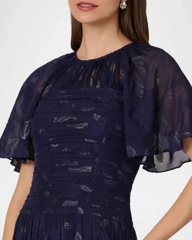 Shoshanna Serafina Flutter-Sleeve Floral Burnout Gown | Thumbnail 4 Shoshanna Serafina Flutter-Sleeve Floral Burnout Gown | Thumbnail 4