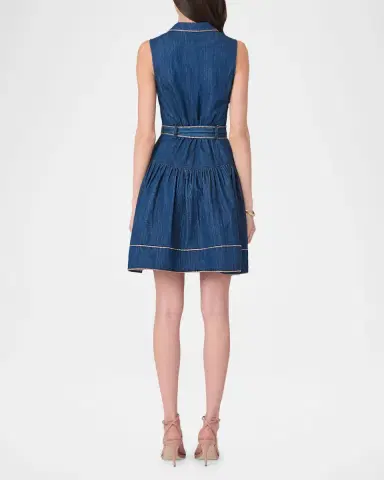 Shoshanna Mae Sleeveless Flounce Cotton Denim Mini Dress | Thumbnail 2 Shoshanna Mae Sleeveless Flounce Cotton Denim Mini Dress | Thumbnail 2
