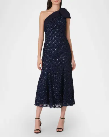 Shoshanna Selina One-Shoulder Sequin Midi Dress | Thumbnail 2 Shoshanna Selina One-Shoulder Sequin Midi Dress | Thumbnail 2