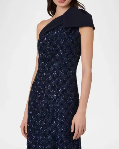 Shoshanna Selina One-Shoulder Sequin Midi Dress | Thumbnail 4 Shoshanna Selina One-Shoulder Sequin Midi Dress | Thumbnail 4