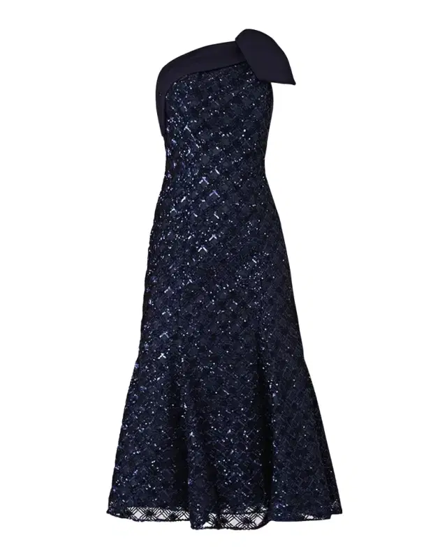 Selina One-Shoulder Sequin Midi Dress