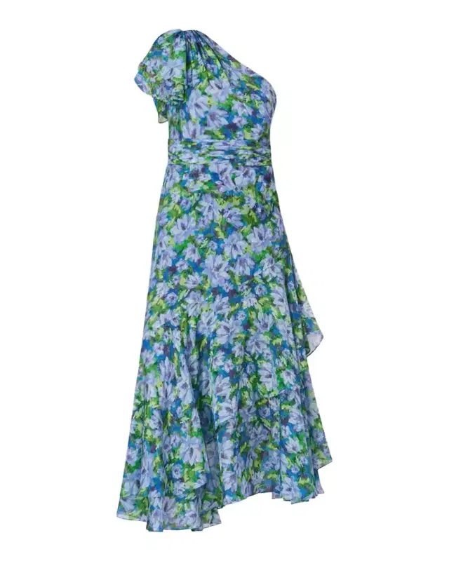 Shoshanna Melody One-Shoulder Floral Tiered Maxi Dress