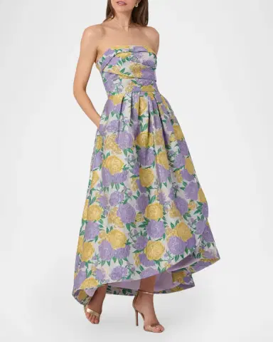 Shoshanna Carlisle High-Low Floral Jacquard Gown | Thumbnail 2