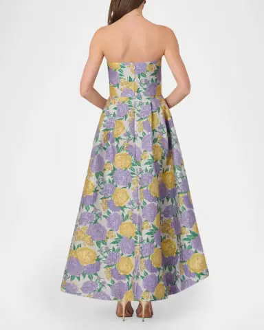 Shoshanna Carlisle High-Low Floral Jacquard Gown | Thumbnail 3