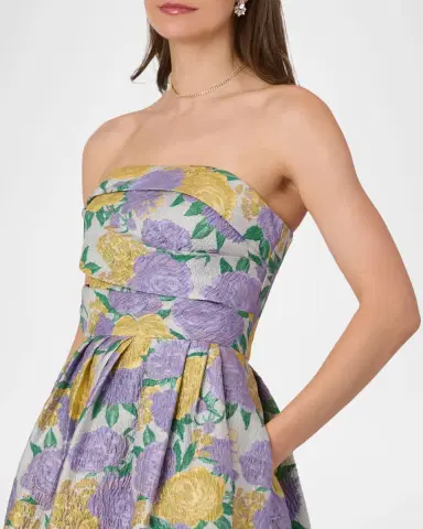Shoshanna Carlisle High-Low Floral Jacquard Gown | Thumbnail 4