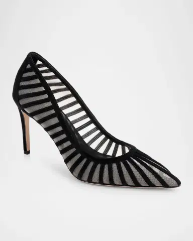 L'AGENCE 85mm Lenox Mesh and Suede Pumps | Thumbnail 2 L'AGENCE 85mm Lenox Mesh and Suede Pumps | Thumbnail 2