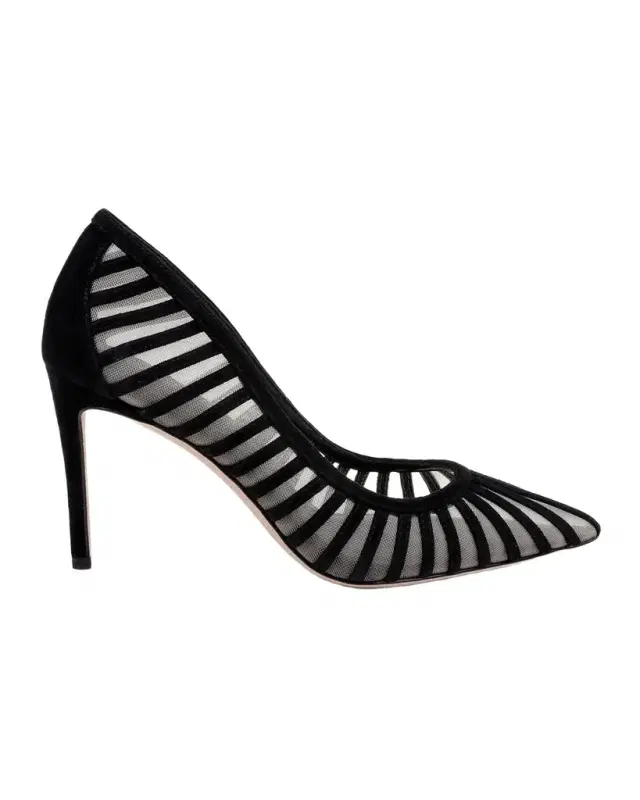 L'Agence 5mm Lenox Mesh and Suede Pumps