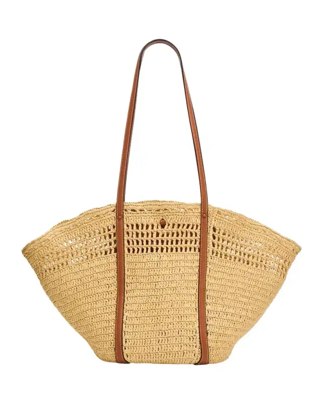Ulla Johnson Marina Raffia Leather-Trim Tote Bag