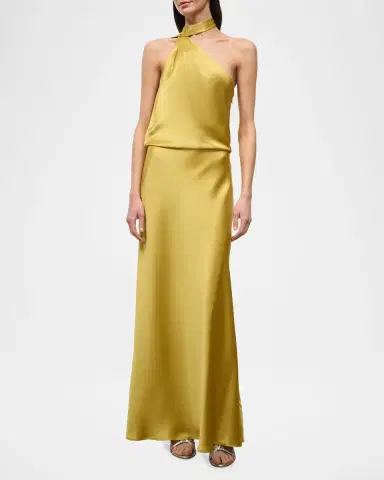 Staud Estelle Satin Tie-Neck Dress | Thumbnail 2