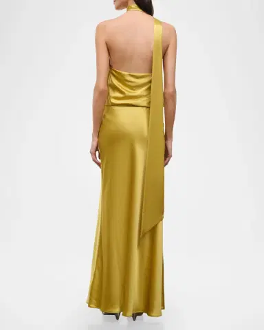 Staud Estelle Satin Tie-Neck Dress | Thumbnail 3