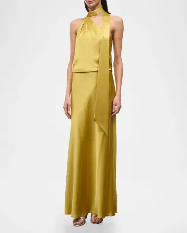 Staud Estelle Satin Tie-Neck Dress | Thumbnail 4