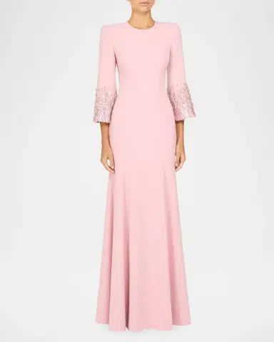 Jenny Packham Anita Embellished 3/4-Sleeve Trumpet Gown | Thumbnail 2 Jenny Packham Anita Embellished 3/4-Sleeve Trumpet Gown | Thumbnail 2