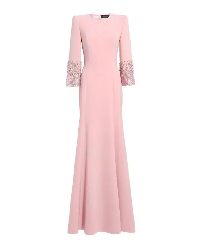 Jenny Packham Anita Embellished 3/4-Sleeve Trumpet Gown
