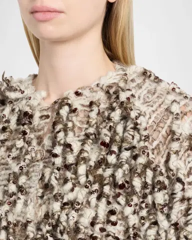 Brunello Cucinelli Embellished Curly Mohair Cape | Thumbnail 5