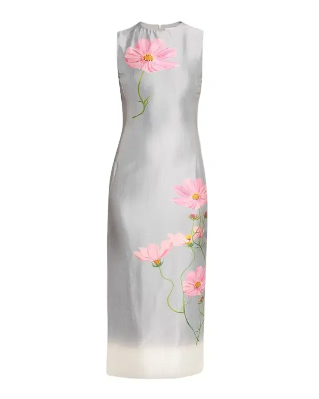 Oscar de la Renta Sleeveless Cosmos Mikado Silk Midi Day Dress