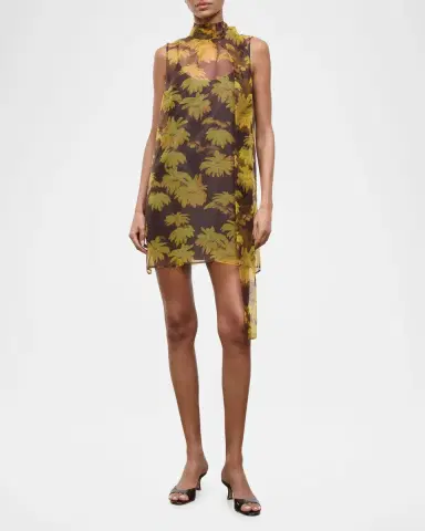 Staud Albee Floral Tie-Neck Mini Dress | Thumbnail 2 Staud Albee Floral Tie-Neck Mini Dress | Thumbnail 2