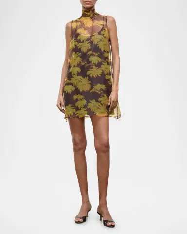 Staud Albee Floral Tie-Neck Mini Dress | Thumbnail 4 Staud Albee Floral Tie-Neck Mini Dress | Thumbnail 4