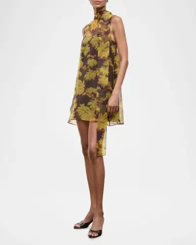 Staud Albee Floral Tie-Neck Mini Dress | Thumbnail 5 Staud Albee Floral Tie-Neck Mini Dress | Thumbnail 5
