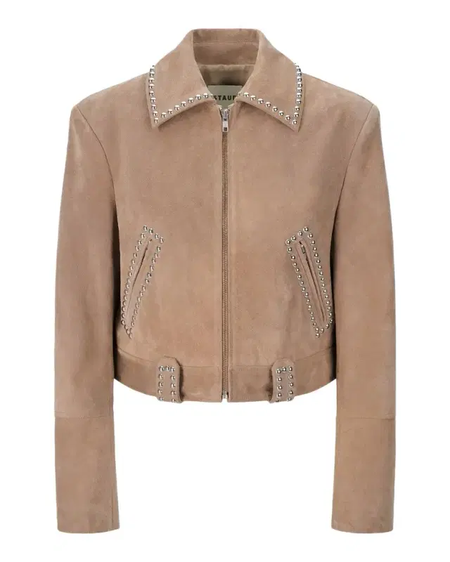 STAUD Hugo Studded Suede Jacket