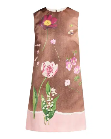 Oscar de la Renta Sleeveless Mixed Botanical Mini Shift Dress | Thumbnail 1 Oscar de la Renta Sleeveless Mixed Botanical Mini Shift Dress | Thumbnail 1
